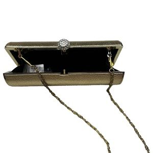Evening Clutch Purse Luxury Handbag Crystals Rhinestones Gold Metallic Handmade